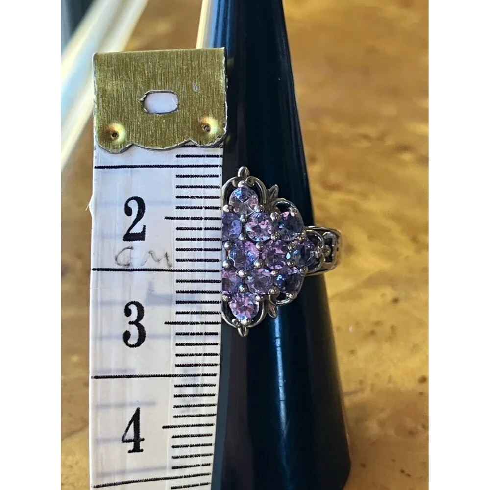 Natural Tanzanite Sterling Silver Ring Size 6.75